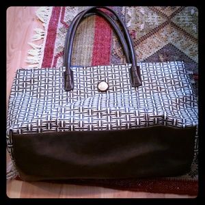 Large brown and cream tote